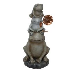 Alpine Corporation 18"H Stacked Frogs with Flower Indoor/Outdoor Decorative Garden Statue