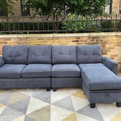 FREE DELIVERY (Navy Reversible Storage Sectional)