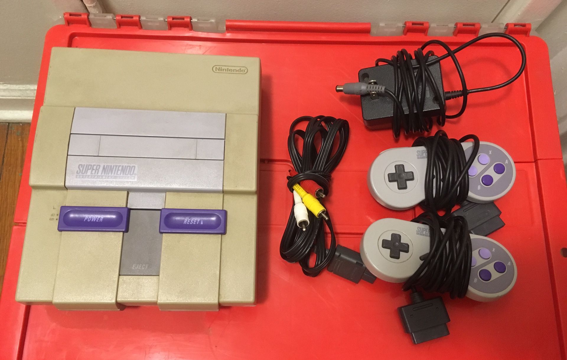 Super Nintendo game system snes complete console 2 controllers classic era