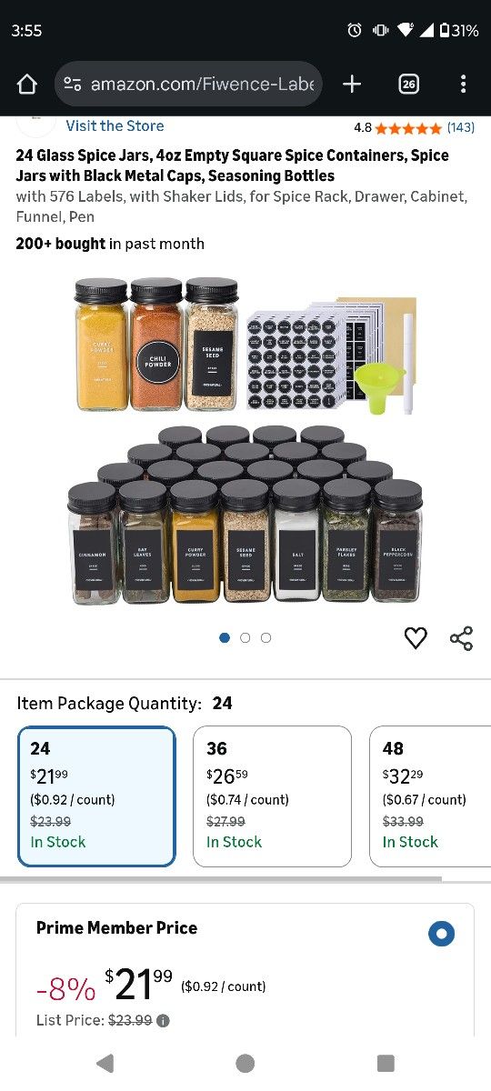 24 Pack Spice Jars 3 Available