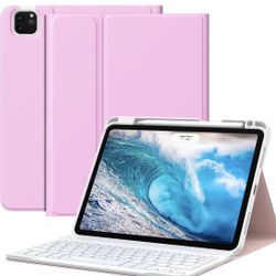 Pink iPad Air 11 Inch Case with Keyboard 7th/6th Gen(M4/M3-2026/2025/2024), iPad Air 5th/4th Gen Case 2022/2020 10.9'' with Pencil Holder, Multi-Angle