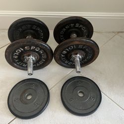 Dumbbells 25 Lbs each plus the Bar 