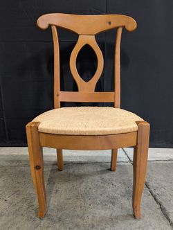 Rustic Hardwood Dining Chair with Woven Rush Seat
