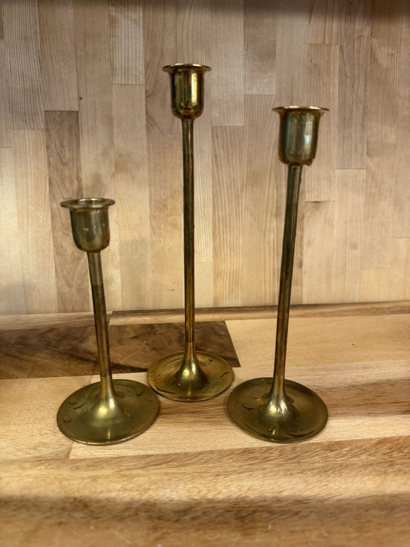 Copper Tiered Brass Candlesticks 