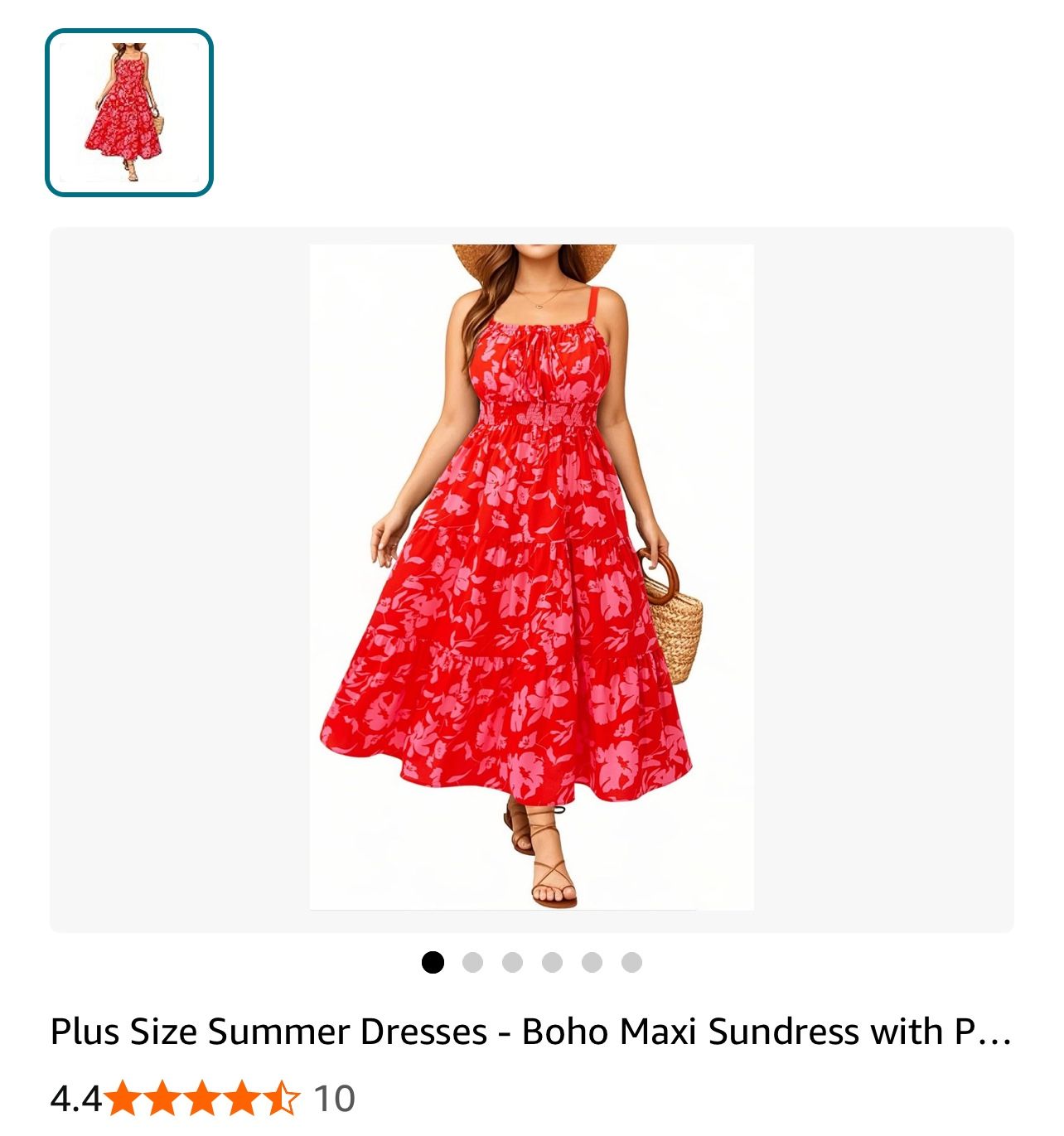 Boho Red Floral Maxi Sundress – Plus Size –