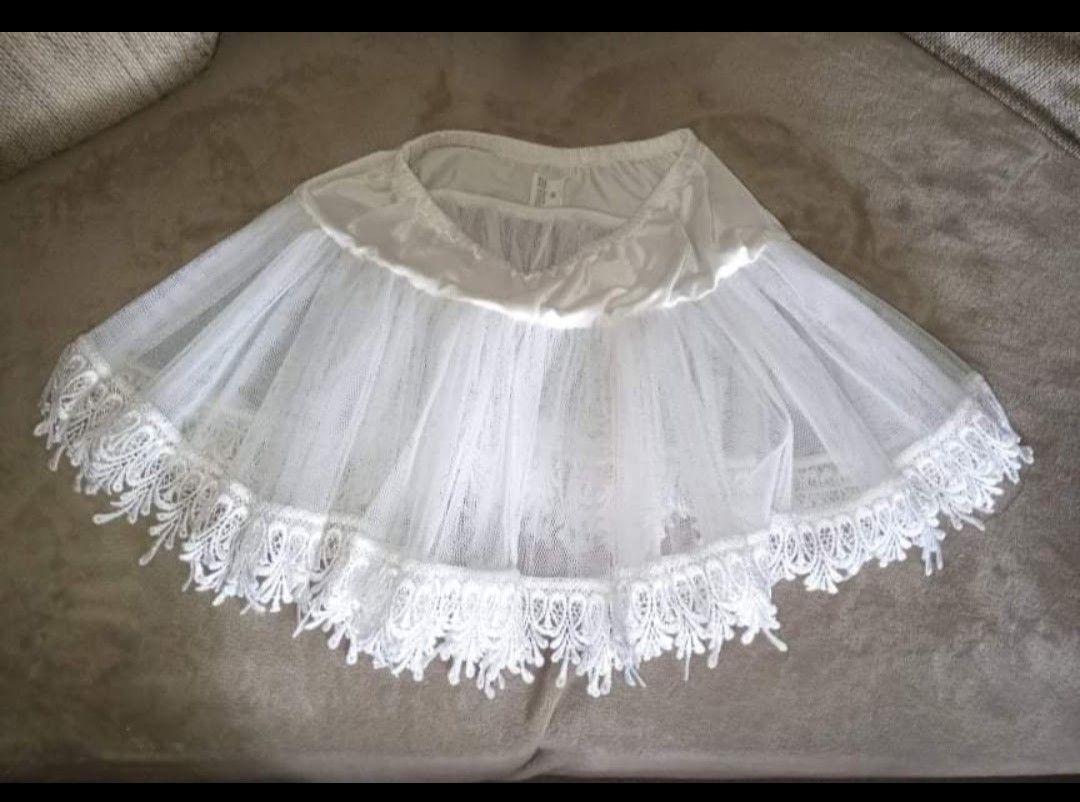 Halloween white sheer see thru very short tulle skirt adult medium
