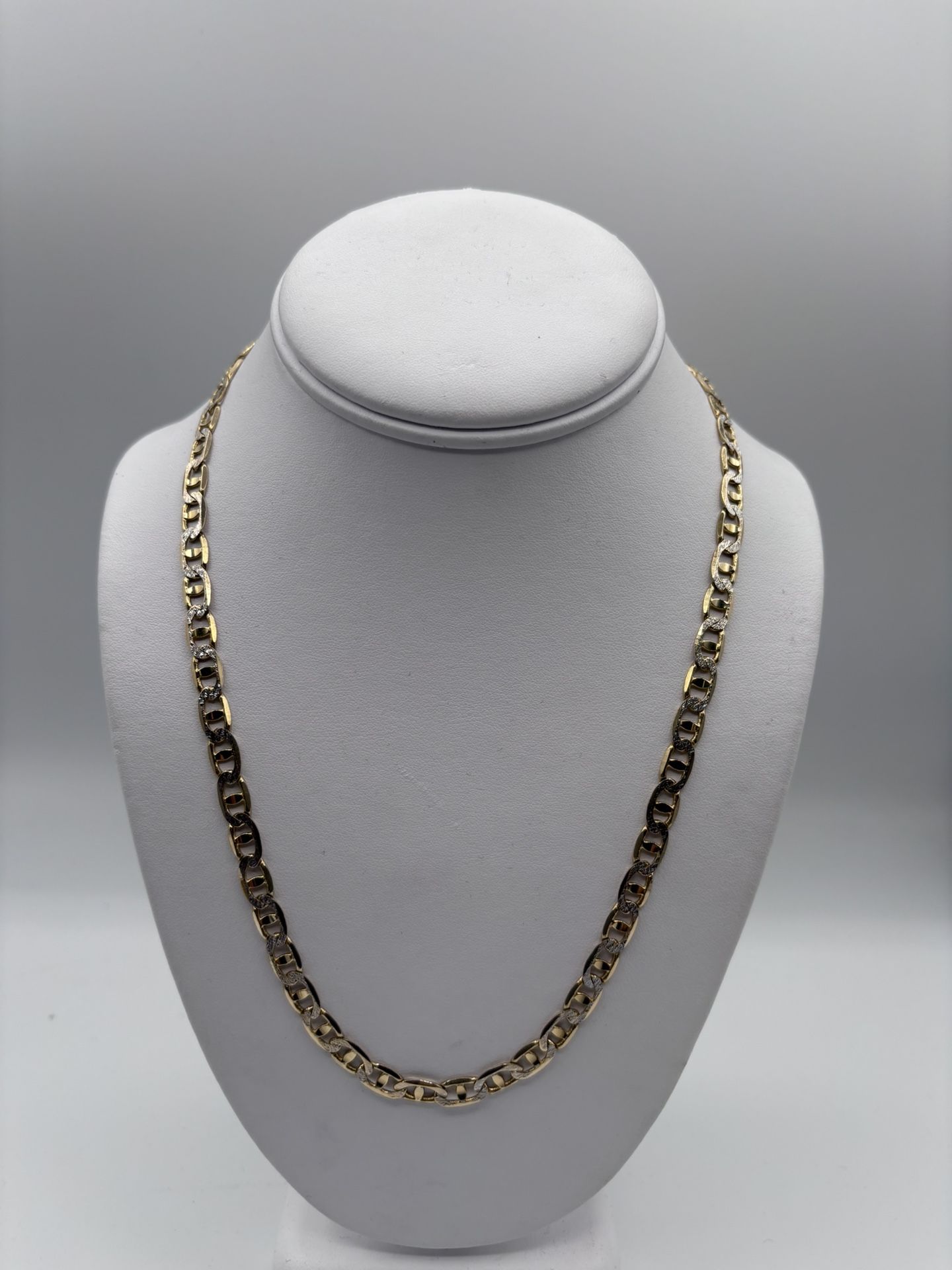 14kt Yellow Gold 20” 6mm Diamond Cut Mariner Link Chain
