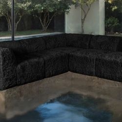 Brand New Black Super Plush Modular Compressed Foam Sectional Sofa