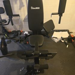 SincMill Home Gym Multifunctional Full Body Workout Equipment 148lbs for Home Exercise Fitness and Exercise Bike & floor mats