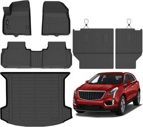 for 2017–2026 Cadillac XT5 Floor Mats + Cargo Liner + Rear Seat Back Mats  – Black