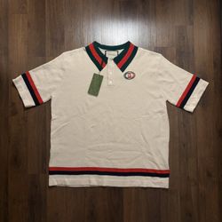 Gucci Off-White Patch Polo Men’s Size Large WITH TAGS AND RECEIPT 
