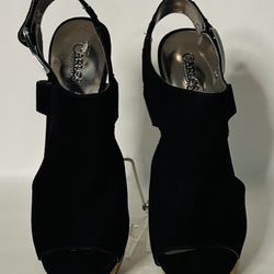 Carlos by Carlos Santana MALOR Black  Round Toe Platform Wos Wedge Sandals-Sz 11
