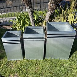 Large Metal Pots-Metal Planters ($215 set of 3)