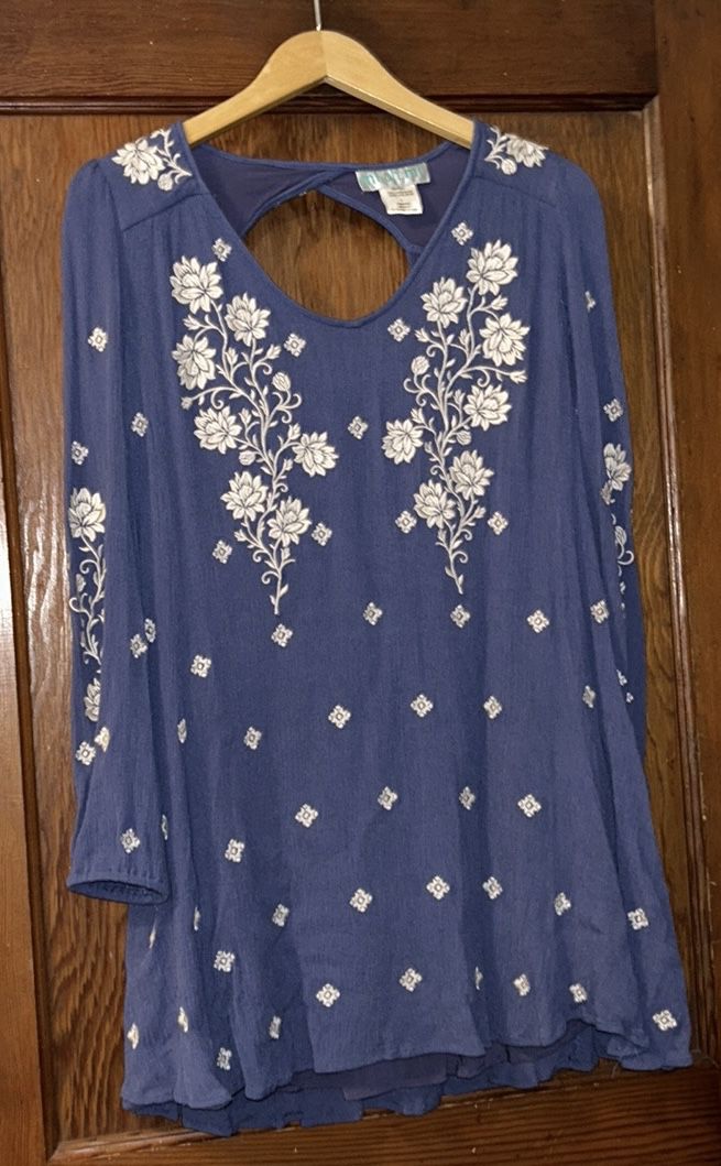 mi. oh. mi. Embroidered Navy Tunic/Dress, Fully Lined, Size: Large