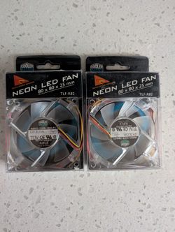 2 New COOLER MASTER Blue Neon LED TLF-R82 80mm computer fan

Case Fan
Fan Size 80mm
Bearing Type Rifle
RPM 2500 RPM
Air Flow 32.11 CFM
Noise Level 25