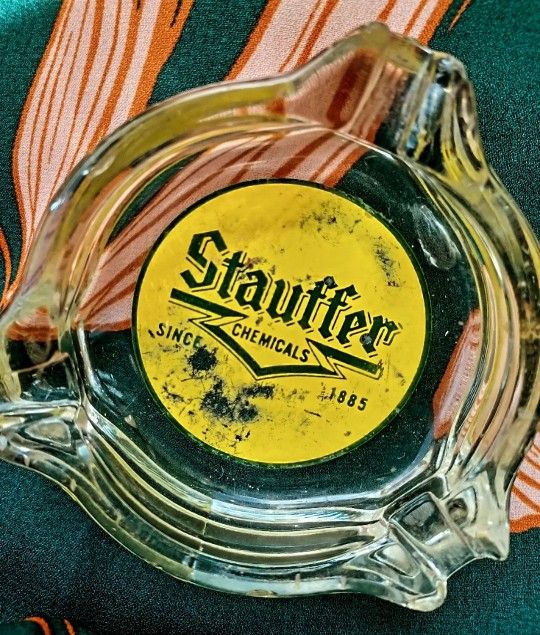 Vintage Midcentury STAUFFERS Chemical Company Advertising Tobbacia Ashtray
