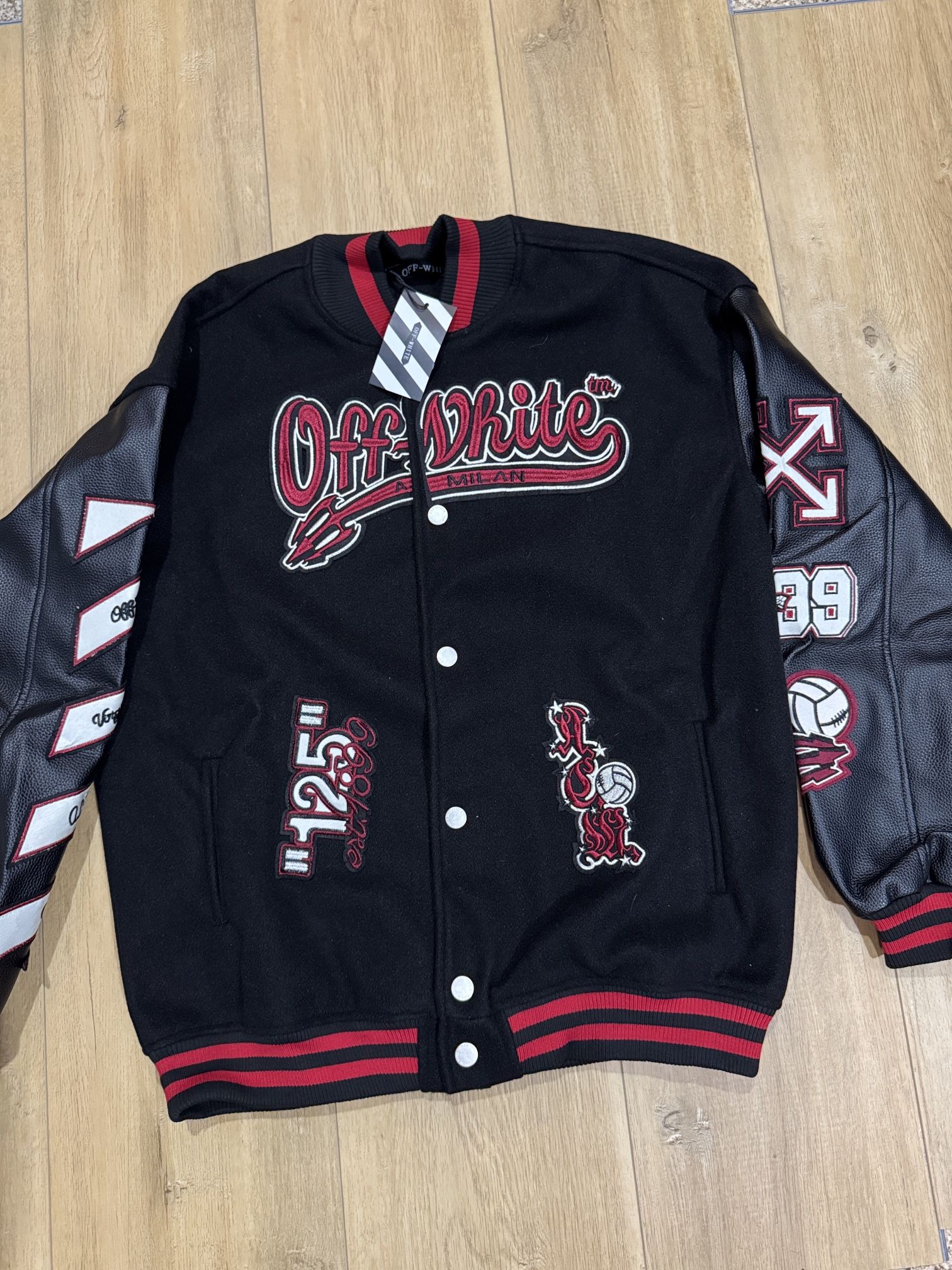 Off Whitr Varsity Jacket