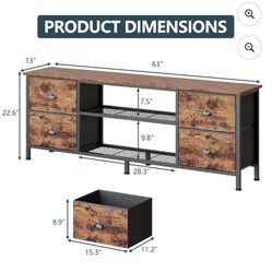 Modern TV Stand for TVs up to 55", Media Console with 6 Drawers for Living Room, Entertainment Center with LED lights and Power Outlets, Black