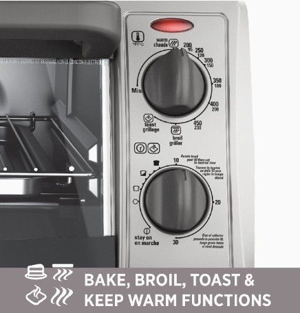 4-Slice Countertop Toaster Oven, Stainless steel Silver