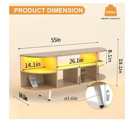 Lightdot 55” Walnut TV Stand with Smart LED Lights & Power Strip