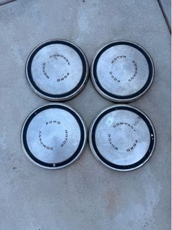 Vintage Ford Motor Company Dog Dish Hubcaps shallow 10.5