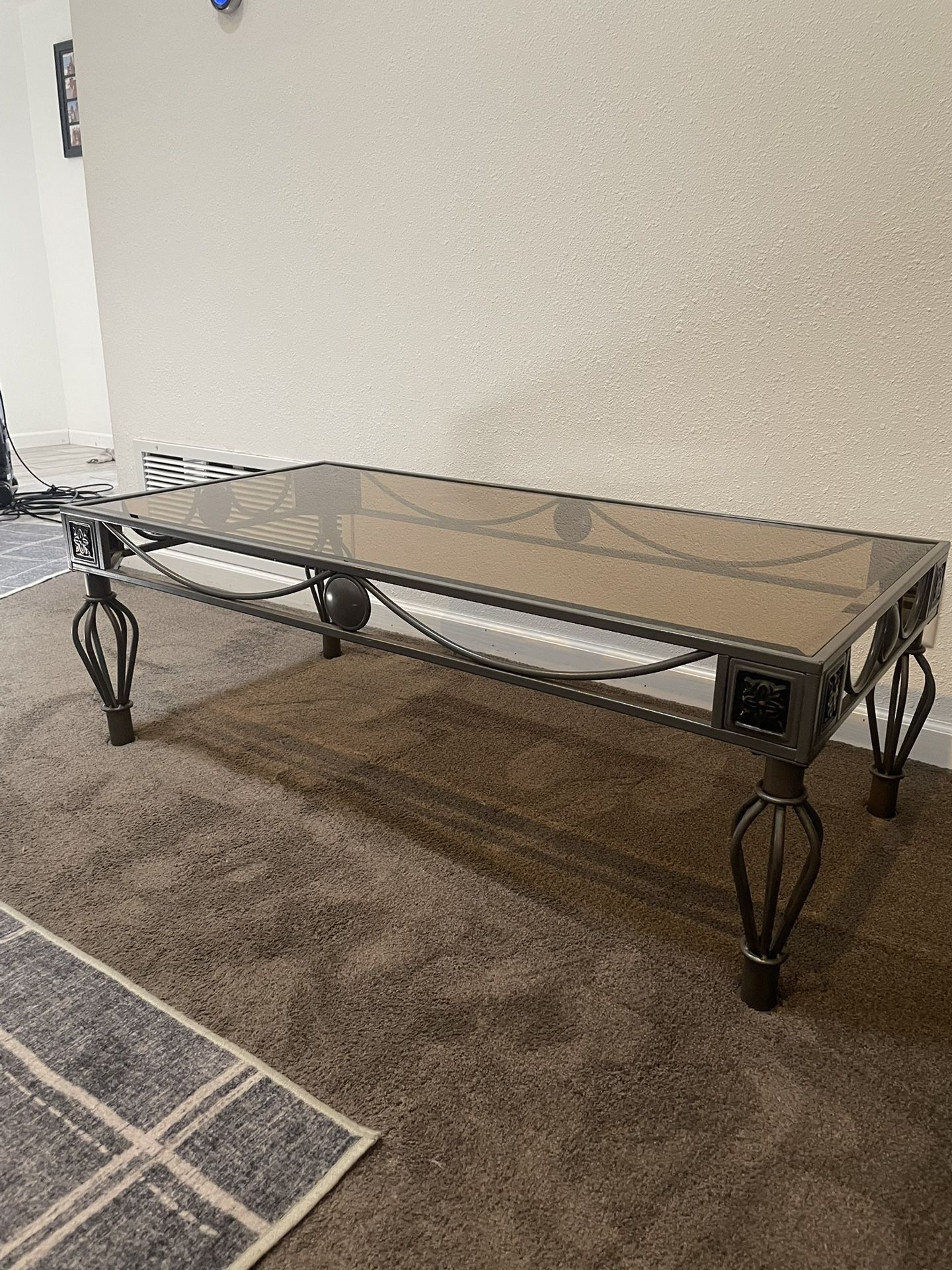 Complete Set Of Glass Coffee Table And 2 Matching End Tables In Great Condition
