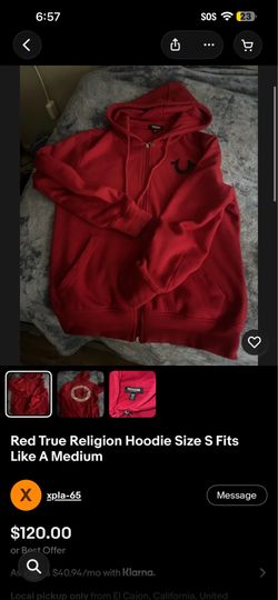 True Religion zip up (Red)