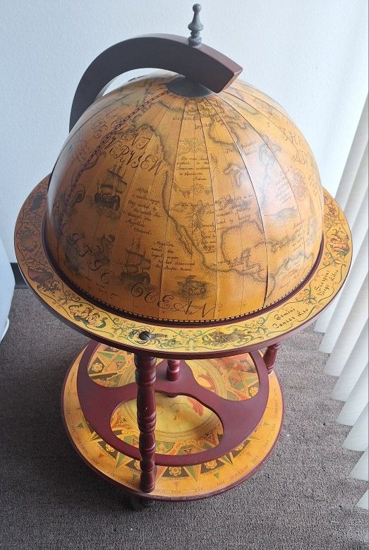 Vintage Wooden Globe Bar Cabinet