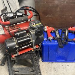 Husky Compressor w/Hose & 1 - Straight Finish Nailer & 1 - Brad Nailer