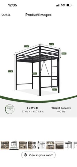 Loft bed frame
