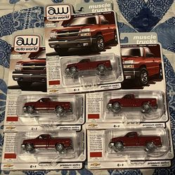 Auto World 2003 Chevy Silverado Red Truck Muscle Trucks 2024 Casting Lot Of 5