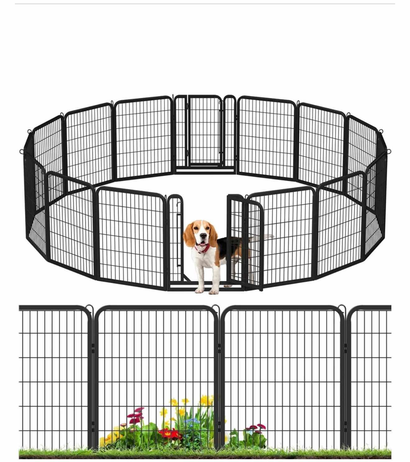 Dog Playpen Indoor, Extra Wide Outdoor Dog Fence Foldable 16 Panels 24 Inch Height x 32 Inch Width J-1