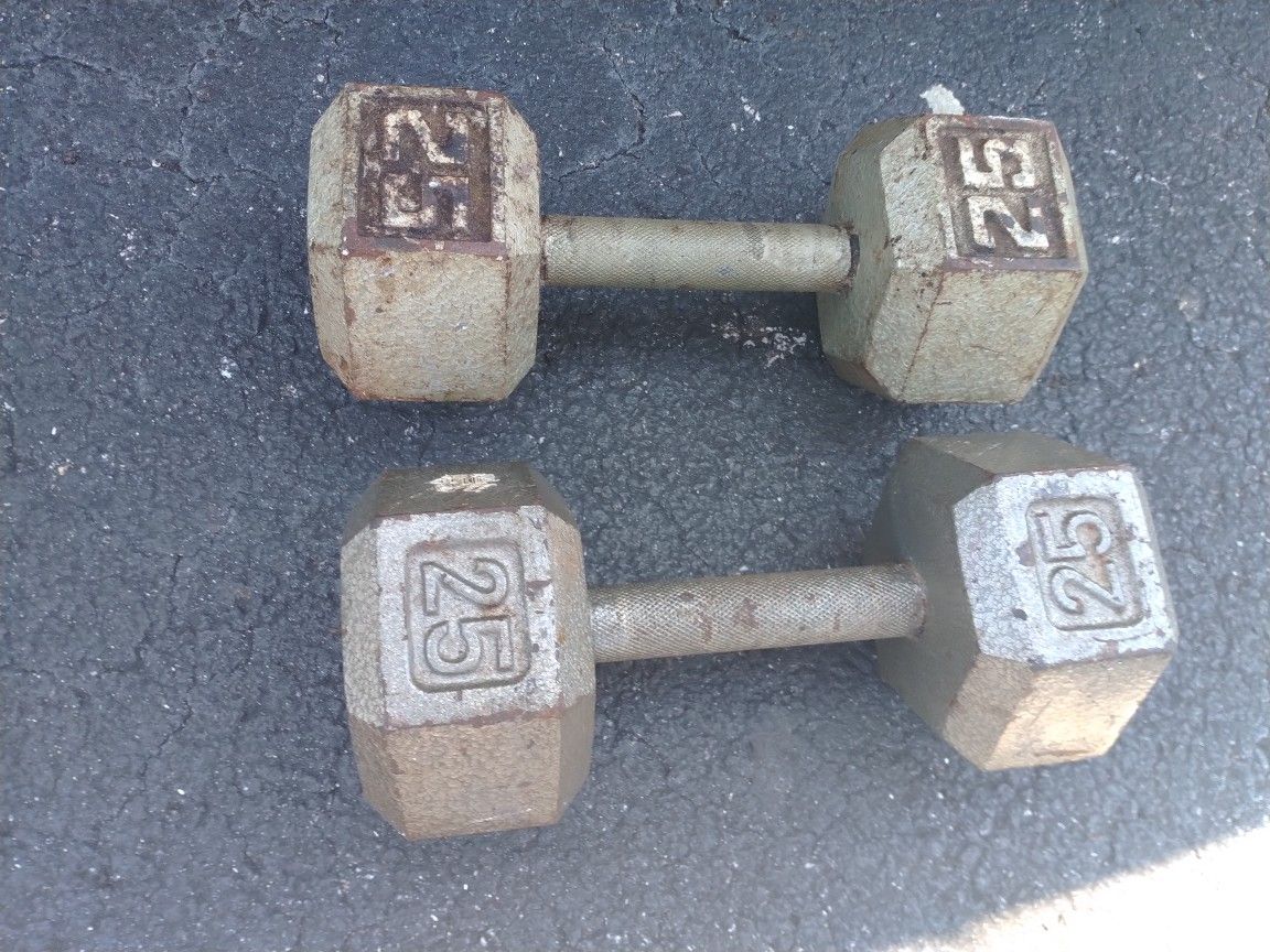 2- 25lb Barbells Hex