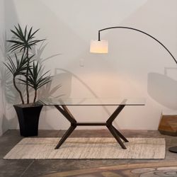 MCM Inspired 6-Seater Glass-Top Dining Table 🌴