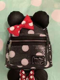 Disney loungefly sequin backpack with wallet