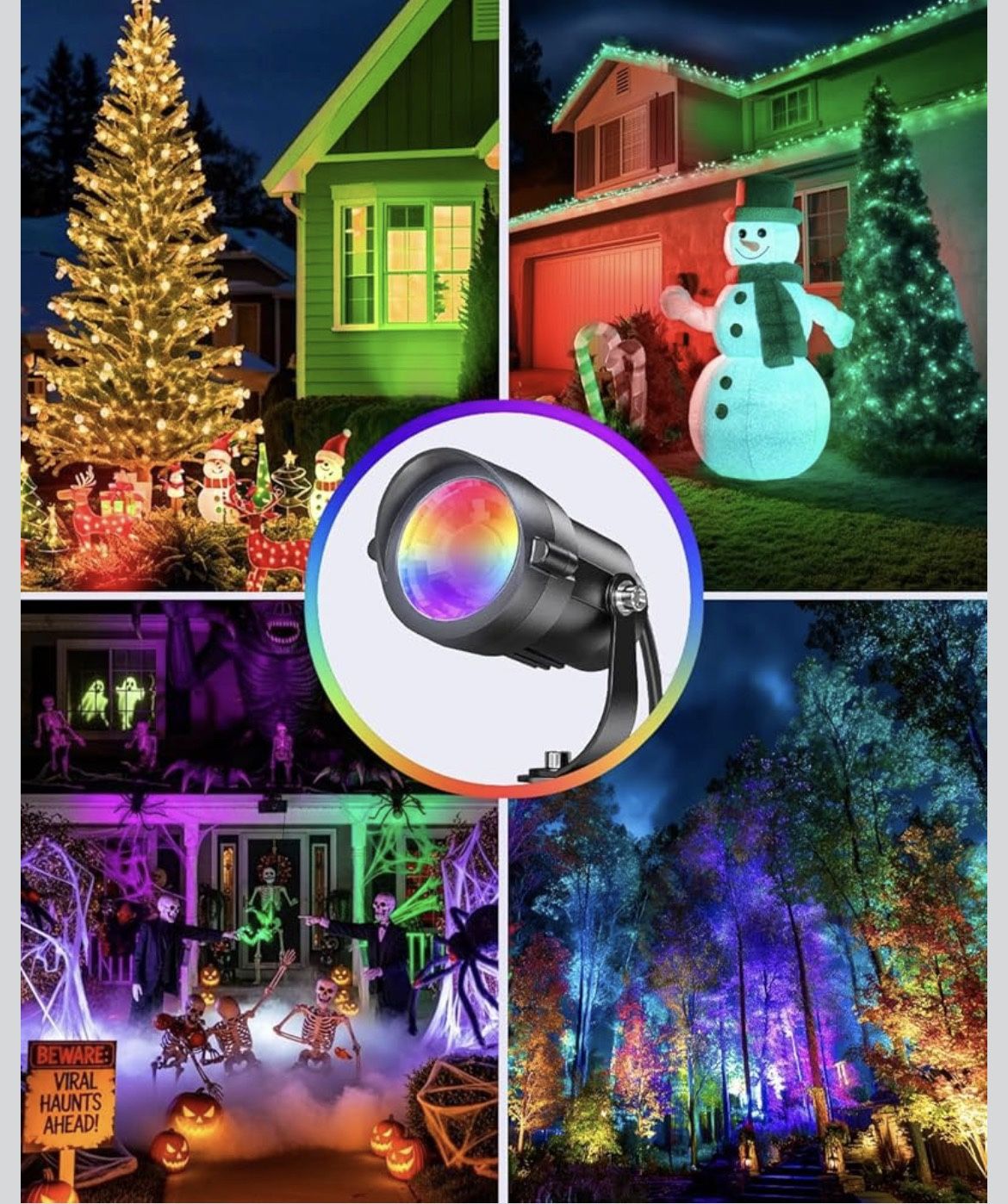 🆕 In 📦 1️⃣2️⃣W Christmas Spotlight Outdoor with Remote Plug Timer Color Changing1️⃣2️⃣0️⃣V Landscape Lighting Waterproof Dimmable LED Spot Light