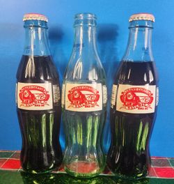 Lot Of 3 8oz Coke Bottles From 1997