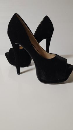 Open Toe Suede Pump Heels
