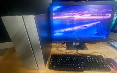 Lenovo Desktop tower and Dell 24” LCD Monitor complete setup