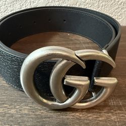 Authentic Gucci 406831 GG Marmont Belt Leather Black × Silver NEW never worn, 30