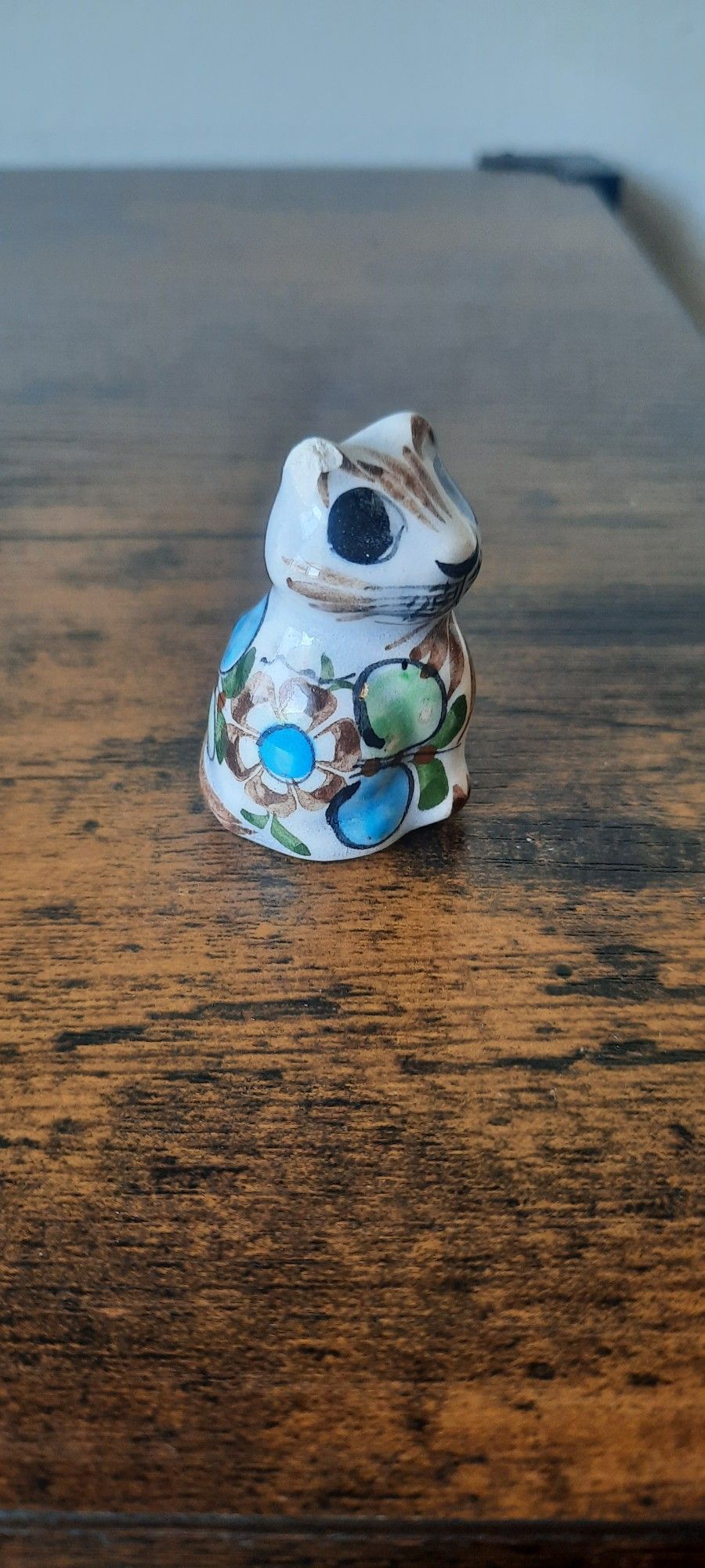 Vintage Mexican Folk Art, Tonalá Pottery, Laying Down Cat Figurine, EUC