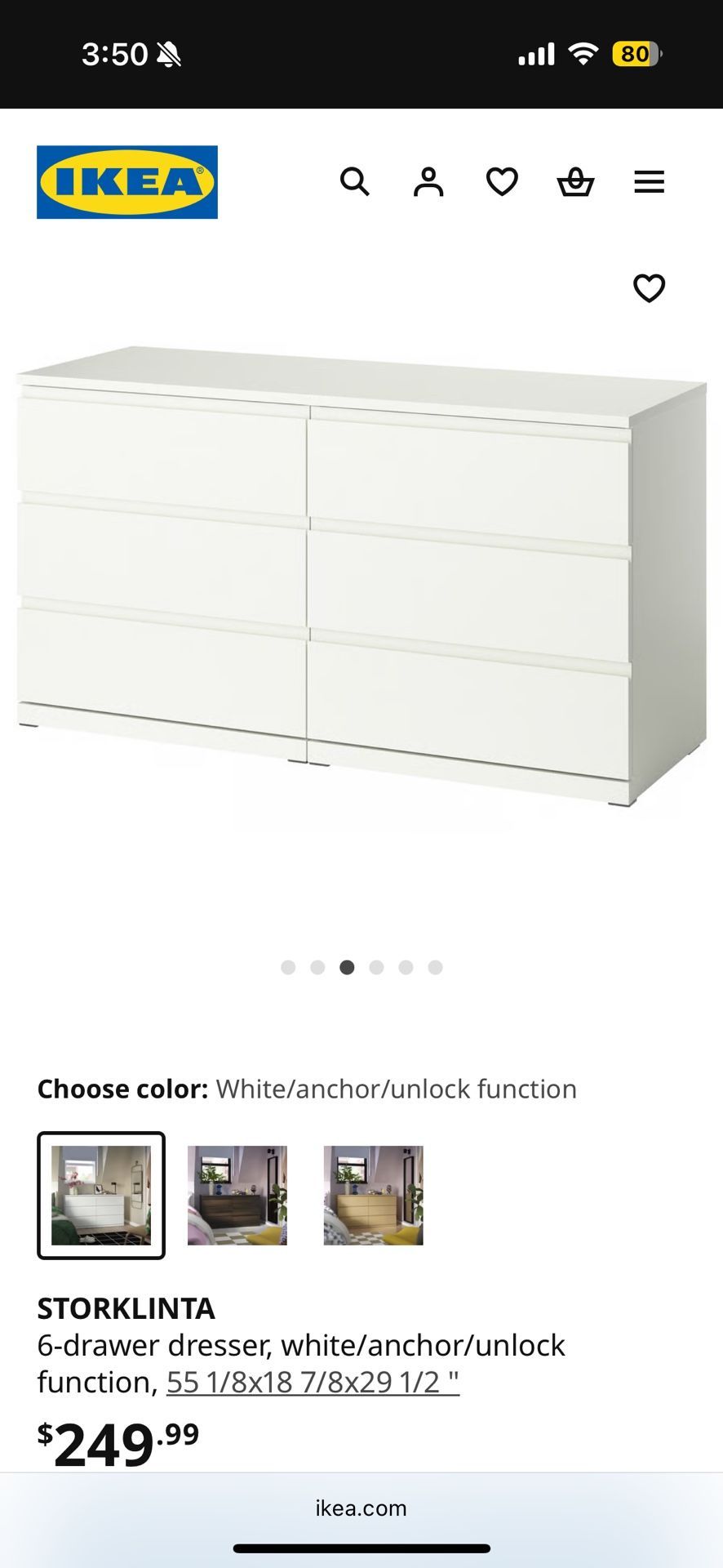 Black 6 Drawer Dresser 