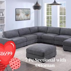 ❤️7 PC SECTIONAL WITH OTTOMAN ❤️