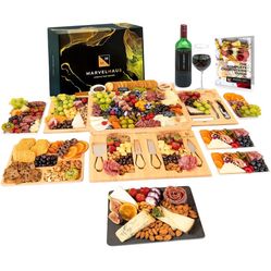 Large Charcuterie Board Set with 21 Accessories: Swivel Design Bamboo Cheese Board, Charcuterie Boards Gift Set, Large Cheese Board, Unique House Warm