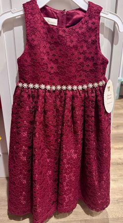 American Princess Girls Burgundy Lace Dress