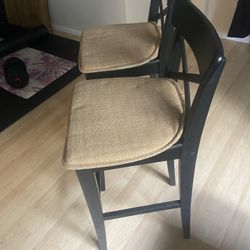 Two Bar Chairs w/cusions - Black 