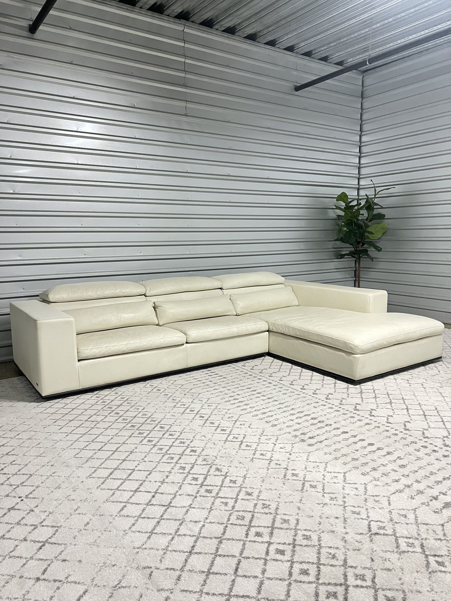 Roche Bobois Italian Leather Sectional Couch