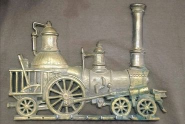 Vintage Brass Train Sculpture Key Hook