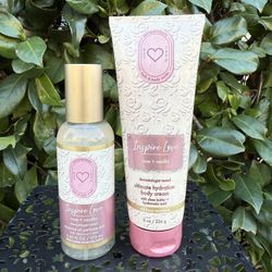 Bath & Body Works Inspire Love Rose & Vanilla Body Cream & Perfume Mist Set
