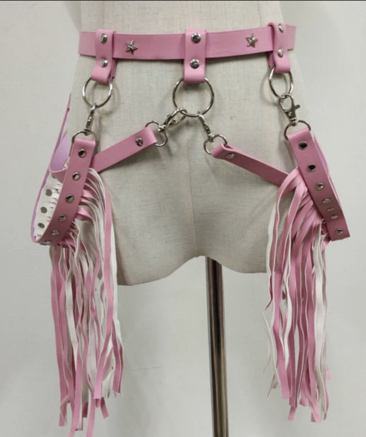 Fringe Harness Festival Clothing Pastel pink cowgirl garter